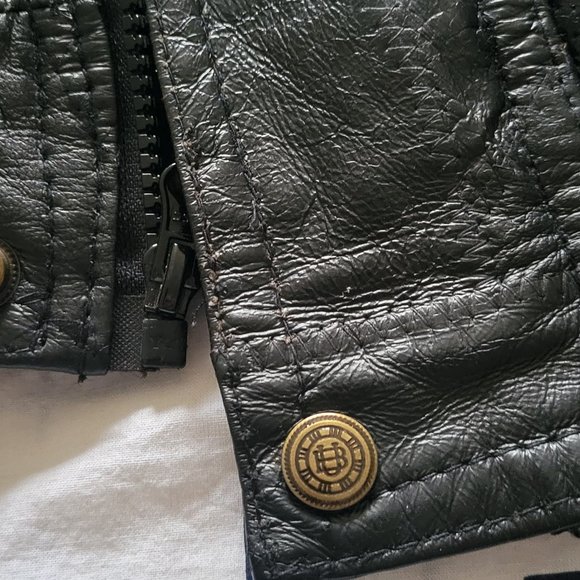 Napoline Leather Outfitters men's genuine black leather bomber jacket large NWOT - Picture 3 of 7